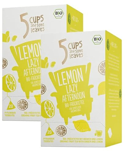 5 CUPS and some leaves - Bio Lemon Lazy Afternoon | Fr?chtetee mit Zitrone im Pyramidenbeutel | Bio & Vegan | Gastronomie | 2er Pack