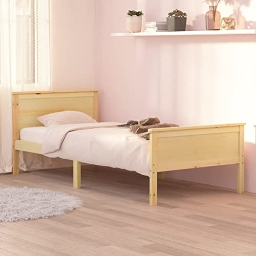 Gecheer Massivholzbett Balkenbett Holzbett Komfortbett Einzelbett Bettgestell Kinderbett Jugendbett Gästebett Kiefer 100x200 cm
