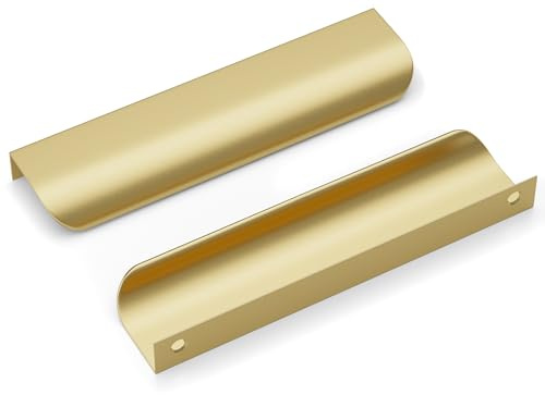 goldenwarm 15Pack 128mm(5in) Gold Cabinet Handles Modern Drawer Handle Aluminum Finger Edge Pull Curved Profile Handle Concealed Furniture Handles Wardrobe Handles