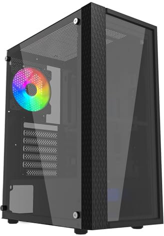 ionz KZ27 PC Gaming Case M/ATX Mini Tower with tempered Glass Sides includes 1 x FRGB 120mm Fan