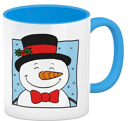 Schneemann & Pinguin Kaffeebecher Hellblau als schöne Weihnachtstasse, um ein heißes Getränk an kalten Wintertagen zu genießen Kaffeebecher Hellblau Hellblau Der Kaffeebecher
