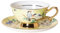 Pfedxoon Porcelain Tea Cups and Saucers, 240 ml Coffee Cups with Gold Trim and Gift Box (Yellow Bird)