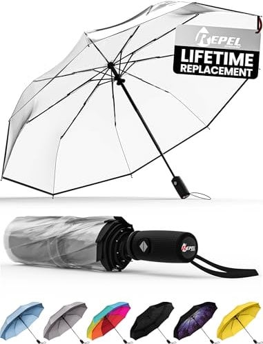 Repel Umbrella Paraguas de viaje resistente al viento, compacto, ligero, automático, fuerte y portátil, resistente al viento, pequeño paraguas plegable para lluvia, hombres y mujeres, H. Parte