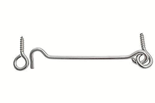 KeyMet Pack of 50 Storm Hooks Window Shutter Hooks 120 x 4 mm with Eyelet Wood Thread Galvanised