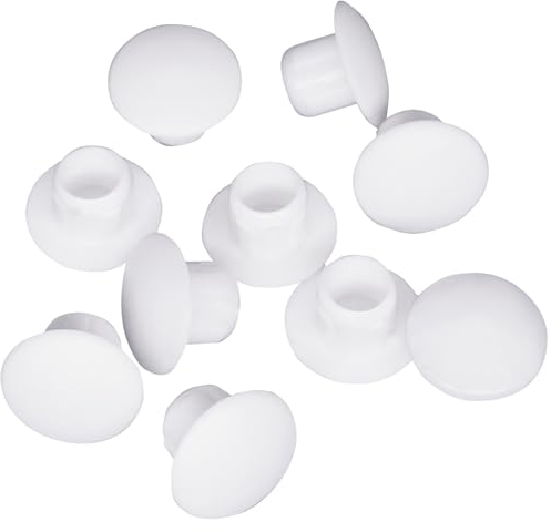 SKIR'CO (40 Stück) Weiß Kunststoff Lochstopfen 6mm Bohrloch Abdeckkappen Möbellochstopfen Schraublochstopfen