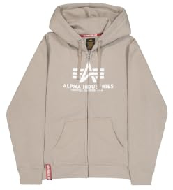 Alpha Industries Basic Zip Hoody Hooded Sweat for Men Vintage Sand