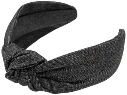 axy Haarreif mit Knoten aus Jeansstoff - Wunderschön Damen Stirnband Haarschmuck Haarreifen HR35J (Schwarz)