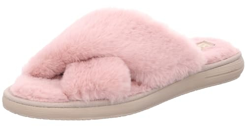 Rohde Damen Pantoffel Hausschuh Pantolette Plüsch Flauschstoff Lodi 7024, Größe:39 EU, Farbe:Rosa