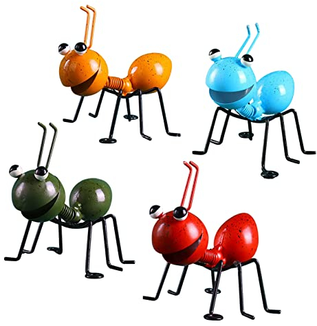 4 Stk Metall Ameise Garten Ameisedeko Set - 3D Ameise Gartendeko Wand Dekor Skulpturen Gartenfiguren Rostfreie Ameisen Wanddekor Ameisen Deko Metallfigur Dekoration Skulpturen Für Drinnen Draußen Zuha