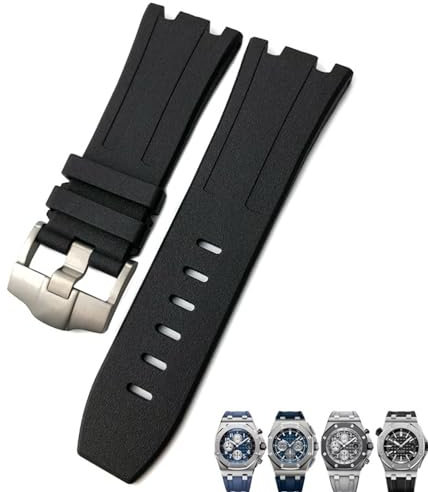 KKFAUS Natürliches Harz Fluor Gummi 28mm Uhrenarmband Ersatz Für Audemars Royal Oak Piguet Offshore Für AP Uhrenarmband, 28mm, Achat