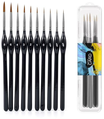 Fine Paint Brushes with Case, 10 Pcs Miniature Paint Brushes, Detail Paint Brush Set for Art, Crafts, Acrylic, Oil, Model, Watercolor, Figurine (Black)