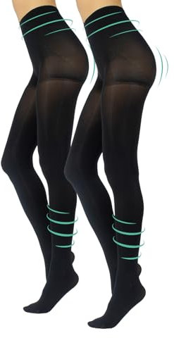 CALZITALY Pack 1/2 Paare Blickdichte Figurformende Stützstrumpfhosen 8 mm/Hg | Schwarz | S, M, L, XL | 100 DEN | Made in Italy (S, 2 X Schwarz)