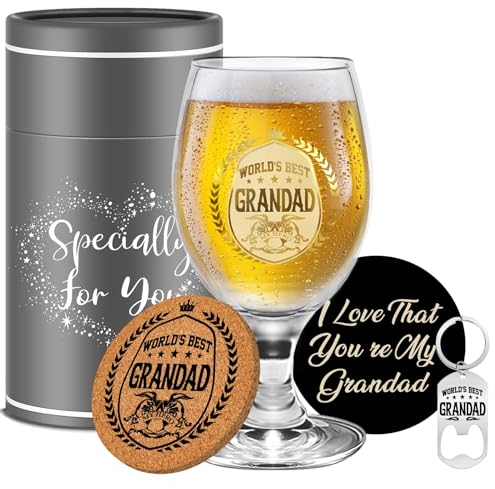 Grandad Birthday Gifts Personalised Grandfather Beer Glass Retirement Gifts for Men Fathers Day Gift for Grandad Best Grandpa Christmas Birthday Gift from Grandchildren Grandpa Beer Glasses Present