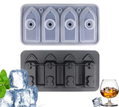 Trays for Freezer | Ship Design Silicone Ice Ball Maker - 4 Cavity Novelty Leak Proof for Coffee, Milk, Tea, Treats, Ice, Chocolates,