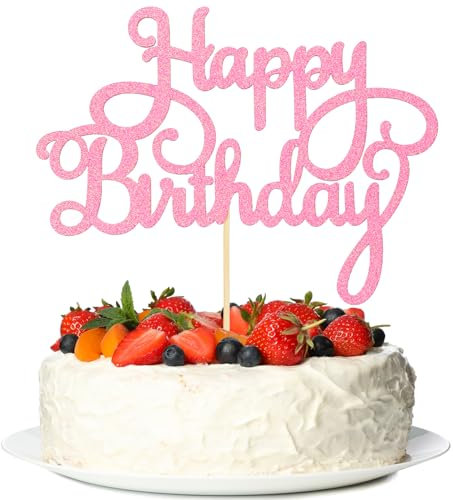 Happy Birthday Tortendeko Geburtstag Tortenstecker Geburtstag Cake Topper Geburstagstorte Skuchendekoration Tortendekoration Rosa Tortenstecker für Kuchendekoration Birthday zum Feiern von Geburtstag