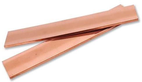 KUBOWAI 2 Placas Barra Cobre Plano, Cobre Morado Plano T2, 99,95% de Chapa de Cobre puro, Materiales para la Industria Metalúrgica (150 x 30 x 3 mm)