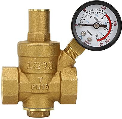 Akozon DN20 Riduttore Regolatore di Pressione 'Acqua Regolabile in Ottone con Manometro - Ideale per Attrezzature per Acqua di Rubinetto, Design Durevole e Salvaspazio