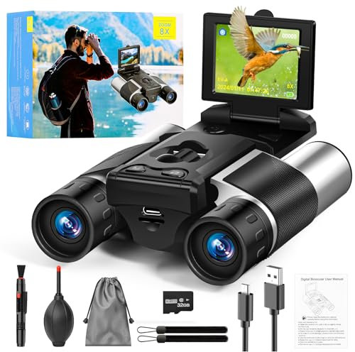 2 LCD HD Digital Binoculars with Camera 10x Optical Zoom 8X Digital Zoom, 40MP Camera 2.5K Videos Binoculars for Bird Watching, Concerts, Outdoor Adventures 32GB