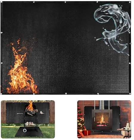 MDSTOP Feuerfester Grill-Hitzeschild, Hitzeschutzmatte für Wand hinter Grill, Deckzaun, Geländer und Kühlschrank, feuerfeste Abdeckung und Bildschirmschutz, Schwarz, Modern, Fiberglas