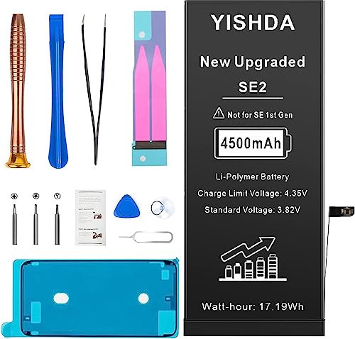Akku für iPhone SE (2020 2nd Gen) Hohe Kapazität Neuer 0 Zyklus Akku Ersatz für Modell A2275 A2296 A2298 (Nicht für iPhone SE 2016 1st Gen) mit Professionellem Reparaturwerkzeugsatz(4500mAh)