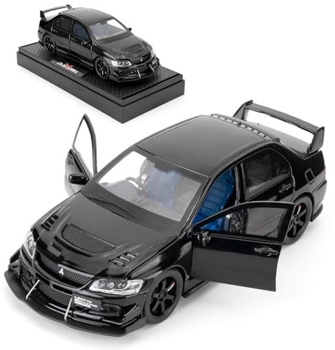 BGHSCA Kompatibel für 1:32 Mitsubishi Lancer Evolution Modellauto, Pull Back Diecast Collectible Toy Car mit Sounds und Lichtern für Kinder Jungen Mädchen und Erwachsene, Geschenk Schwarz