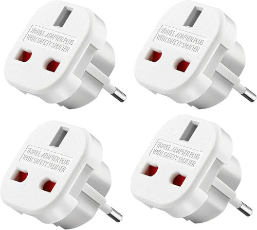 Dhqkqg Adaptateur Prise UK vers France, 4 Pièces Adaptateur de Voyage Europe Francais, Adaptateur Prise pour la Connexion d'appareils étrangers, par ex. Allemagne Espagne France Italie