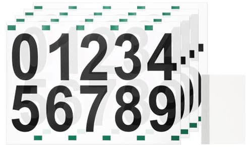 sourcing map 4 Sheets/40 Pcs Mailbox Numbers for Outside, 2 Inch 0-9 Vinyl Self-Adhesive Numbers Stickers Waterproof House Sticker with Scraper for Signs Doors Address, Black