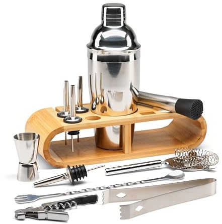 Connoisseur Creations 12 Piece Cocktail Set Stainless Steel Shaker & Accessories