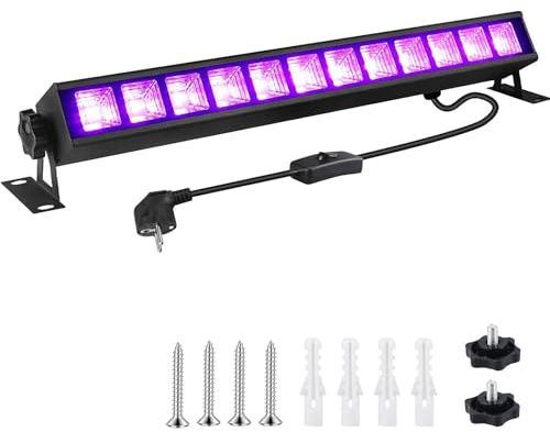 36W UV Schwarzlicht Lamp, 395nm LED Schwarzlicht Strahler, SchwarzlichtRöhre mit Schalter, UV Licht Röhre für Disco, Glow Party, Party Zubehör, Bühnenbeleuchtung, Halloween Deko