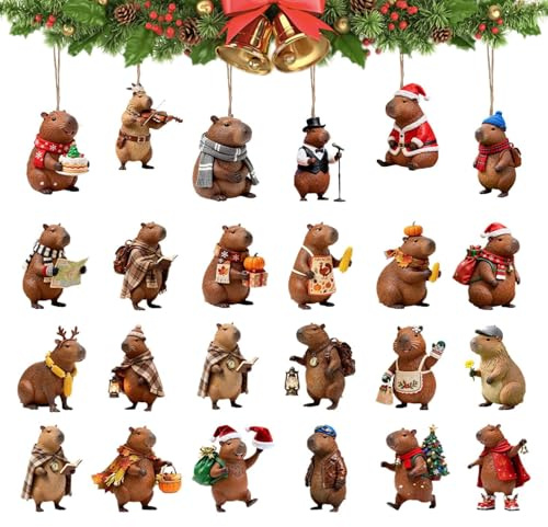 Capybara Adventskalender 2025, Wasserschwein Adventskalender, Dventskalenders Capybara Figuren, 24 Stück Miniaturpuppe, Wasserschwein, Für Junge Mädchen Kinder