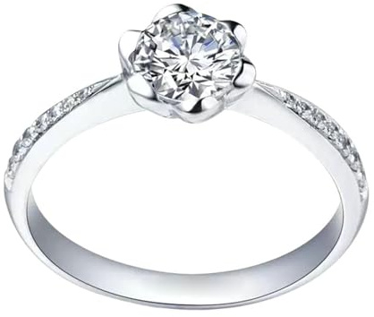 Beydodo Eheringe 750er Weißgold, Damen Ring Blume mit 0.46ct Diamant Verlobungsringe Frauen Ringe Hochzeit Memoir Gr.64 (20.4)