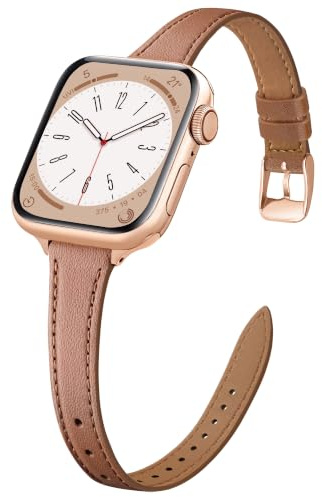 wipalor Slim Leather Straps fits Apple Watch Strap 11 10 9 8 7 6 5 4 3 2 SE | Genuine Leather iWatch Band for Apple Watch Straps 46mm 45mm 44mm 49mm 42mm(Series 11 10) 41mm 40mm 38mm 42mm(Series 3 2 1)