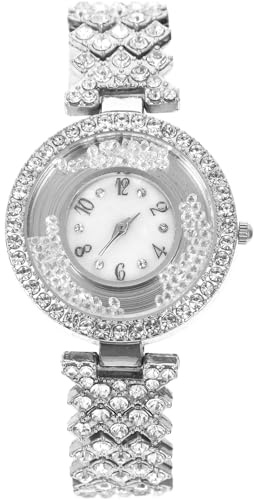 HORIALENCE Elegante Damen Armbanduhr mit Strass Steinen Edelstahlband Präzisem Quarzwerk Silberfarben Modische Freizeit Uhr für Frauen