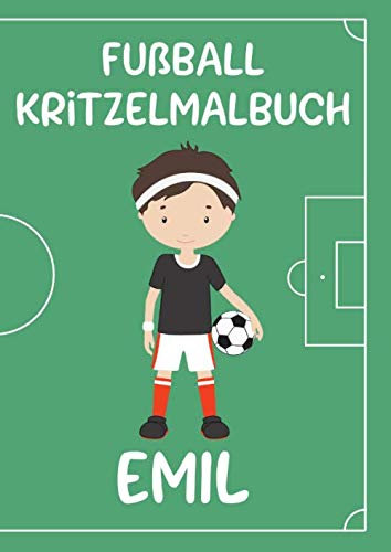 Fußball Kritzelmalbuch EMIL: Personalisiertes DIN A4-Malbuch mit Blankoseiten zum Kritzeln und Malen für Kinder ab 2 Jahren. Softcover.