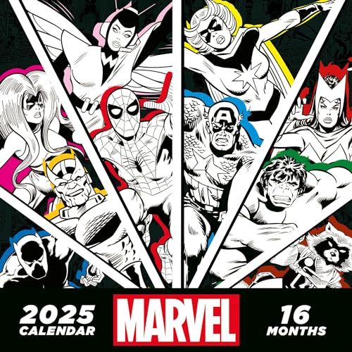 Pyramid – Marvel 2025 Broschürenkalender, 30x30cm, Superhelden-Kalender für Marvel-Fans, Kalender mit actiongeladenen Szenen, nachhaltig nur mit Papierumschlag