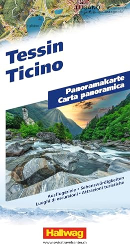 Hallwag Panoramakarte Tessin: Faszinierende Landschaftskarte mit 3D-Darstellung