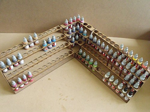 Paint Stand Corner Set up - 2xPaint Stand for 52xbottles and 1x Corner Unit, for vallejo, warpaints or tim holtz ink bottles. Paint rack storage