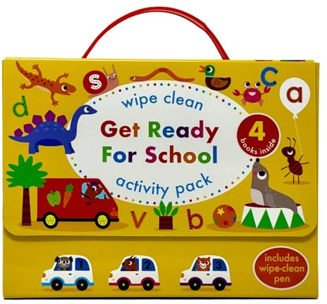 Wipe Clean Get Ready For School Activity Pack Collection 4 Books Set (with pen) (First Letters, Pen Control, 123 & Alphabet)