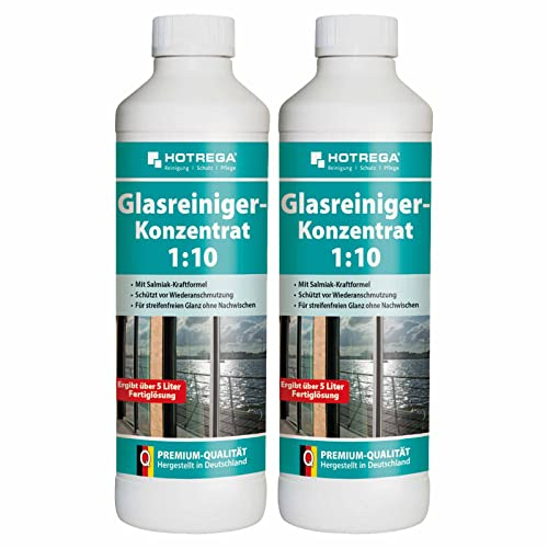 HOTREGA Glasreiniger 1:10 Konzentrat 500ml, Reinigung Glasflächen, Reiniger Glas, Menge:2
