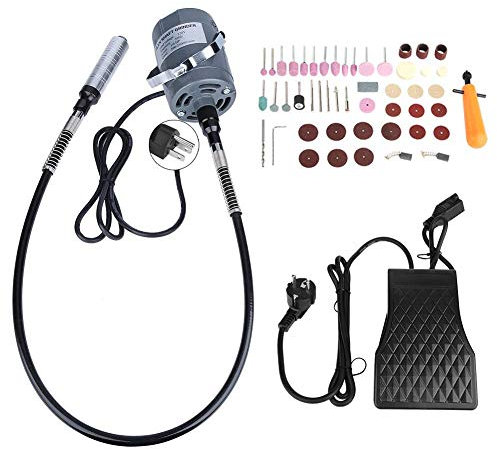 Meuleuse à arbre flexible, robuste 53 pcs/jeu Vitesses électriques rotatives variables Kit de meuleuse à arbre flexible avec pédale 800-23000 tr/min 0.3-4.0MM
