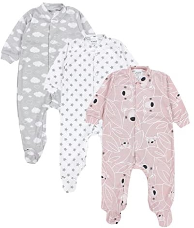 TupTam Baby Mädchen Schlafstrampler mit Fuß 3er Pack