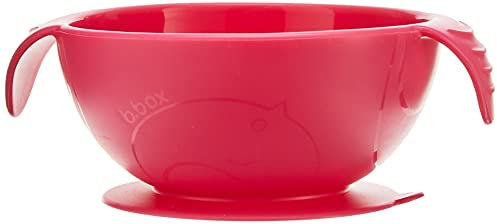b.box First Meal Bowl with Suction Cup/Spoon in Strawberry Shake Silicone