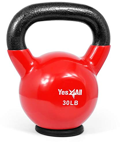 Yes4All K23E Kettlebell aus Gusseisen mit Vinylbeschichtung und Gummifuß, 13.6 kg