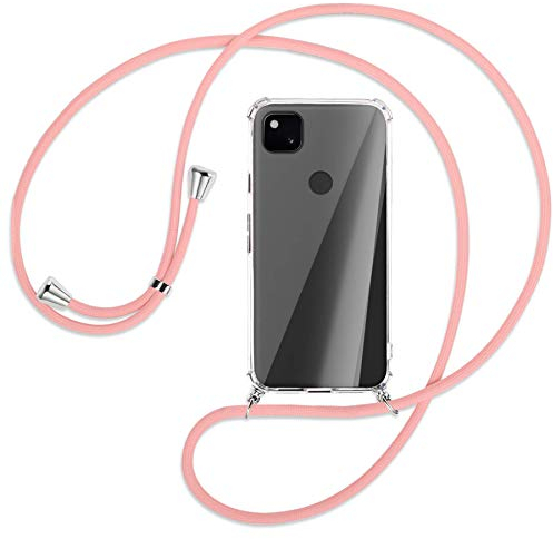 mtb more energy® Handykette kompatibel mit Google Pixel 4a (5.81'') - rosa - Smartphone Hülle zum Umhängen - Anti Shock Full TPU Case