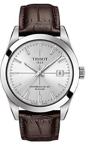 Tissot mens Gentleman Stainless Steel Dress Watch Brown T1274071603101