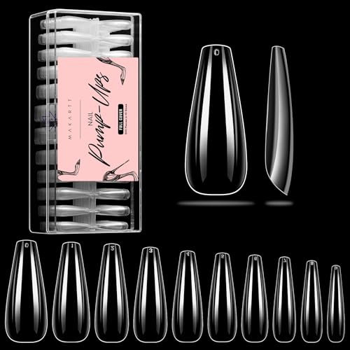Makartt 500pcs Lange Ballerina Nagelspitzen, Nailtips Sargnägel Vollständige Abdeckung Acrylnägel Falsche 10 Größe