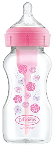 Dr. Brown's Anti-Colic Bottle Wide Mouth Options+ 270ml Pink - Flowers Bottle +0 Months