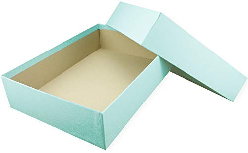 NEUSER PAPIER Hochwertige Aufbewahrungs- und Geschenkboxen - 1 Stück - DIN A4 - Hellblau (Blau) bezogen - 302 x 213 x 70 mm