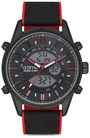 Daniel Klein d-time Herren-Armbanduhr DK.1.12635-1, schwarzes Zifferblatt, schwarzes Band, IP-Schwarz, Armband