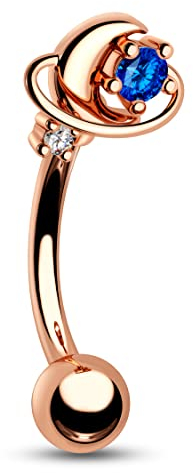 Melighting 16G Rook Earring, Stainless Steel, Blue, 8MM, 0.008kg